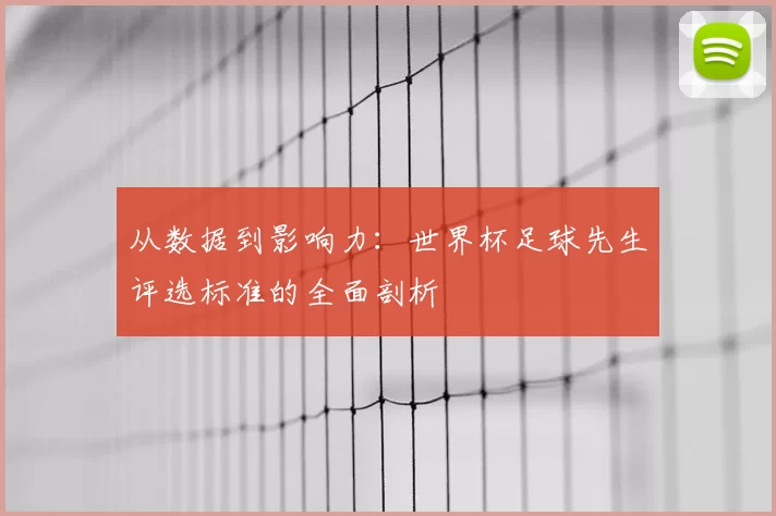 从数据到影响力：世界杯足球先生评选标准的全面剖析